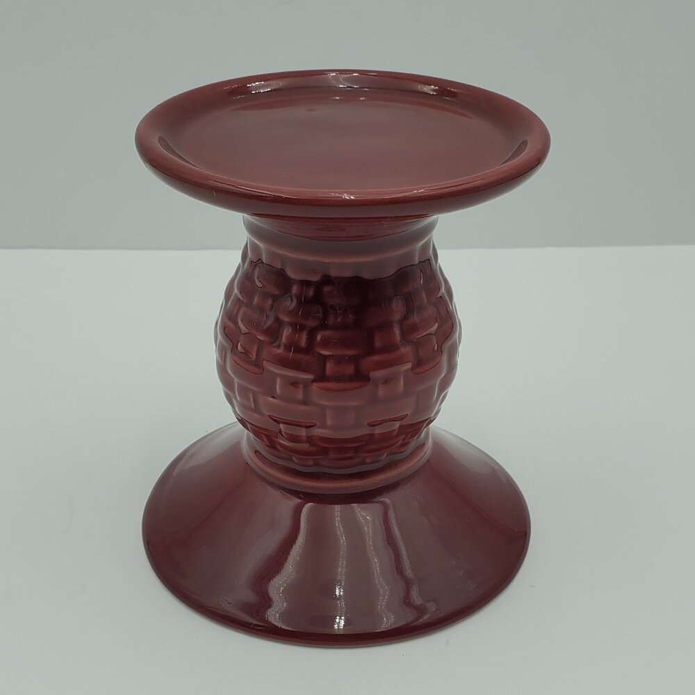 Longaberger Pottery Paprika Pillar Candle Holder Red Candleholder Candle Stick